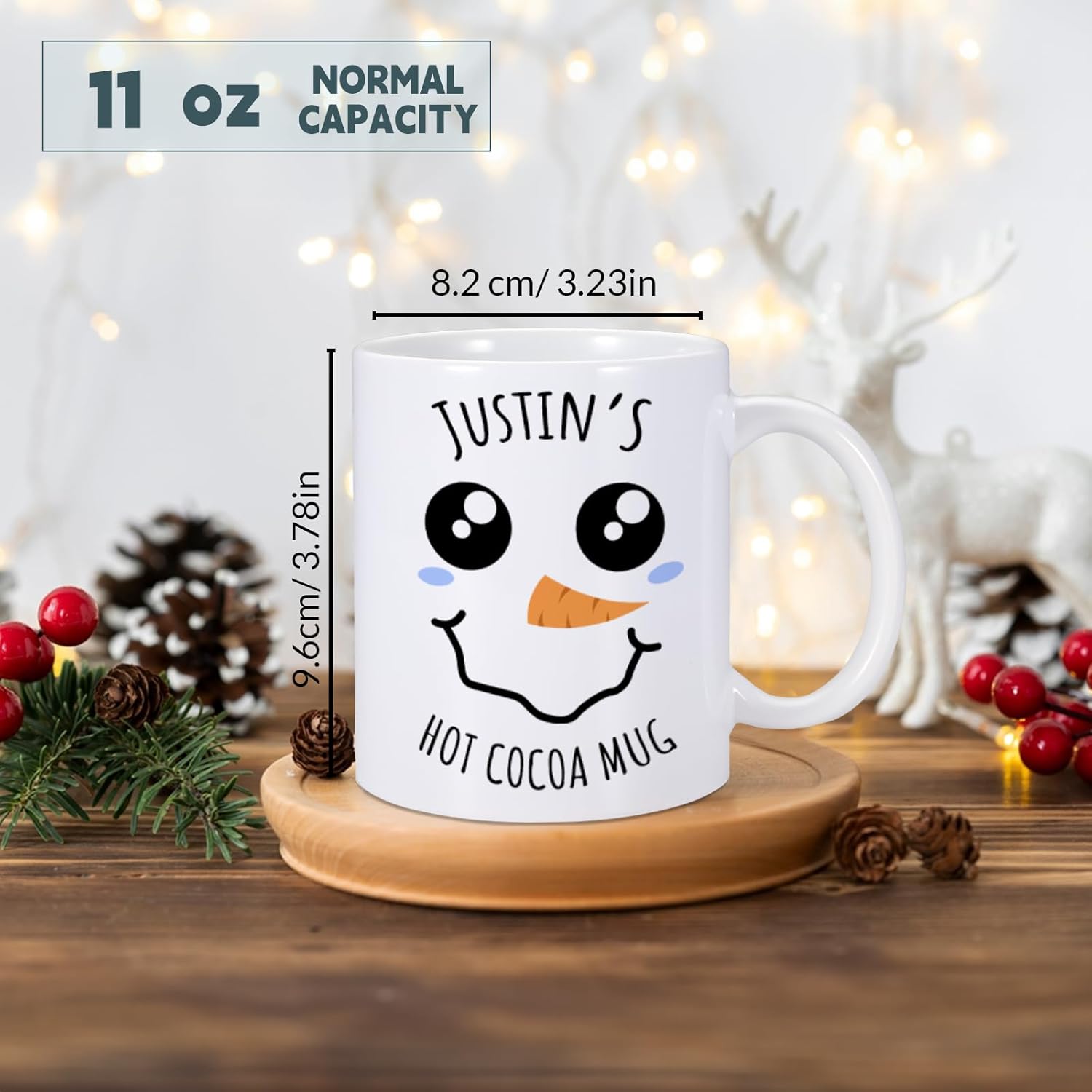 Custom Christmas Mugs Personalized Hot Cocoa Mug for Kids Snowman Hot Chocolate Mug Customized Winter Holiday Mugs 11 oz Christmas Ceramic Mug Xmas Gifts for Boys Girls Family Christmas Decorations