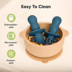 KeaBabies 4-Pack Silicone Baby Spoons and Forks Set - Baby Led Weaning Utensils 6-12 Months, Self Feeding Toddler Spoon & Fork for Training, Teething, Easy to Hold, BPA-Free Silicone (Valiant)