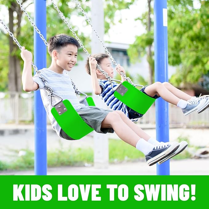 Swing Set for Kids-Play Swing for Adults with Stainless Steel Mental Taiangle Ring-Suitable for Family Backyard