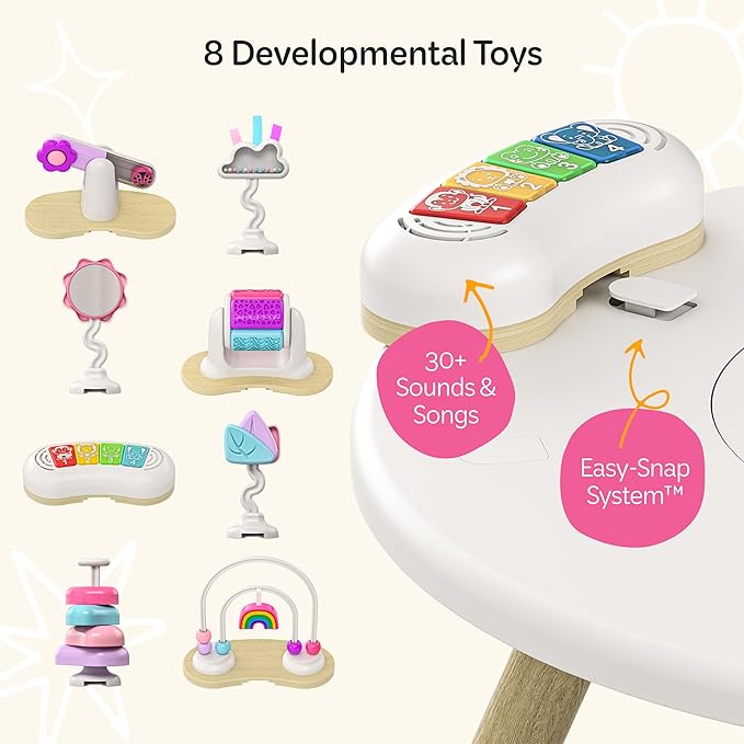 Move2Play 4-in-1 Baby Activity Center | Montessori-Inspired Design | 8 Interactive Toys | Tummy Time, Exersaucer & Toddler Table | Shower Gift | Essential | Must Have for 3, 6, 12 Month Old (Rainbow)