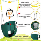 High Back Full Bucket Toddler Swing Seat with 3- Point Adjustable Safety Harness, 66 inch Detachable Chain,Suitable for Babies Aged 6-24 Months，Baby Swing for Swingset (Green)