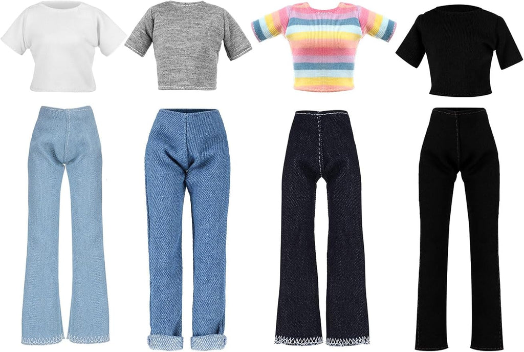 Bencailor 8 Pieces Christmas Doll Clothes for 11.5 Inch Doll Accessories Sweaters Denim Pant Summer Regular Outfit Clothing(T Shirt)