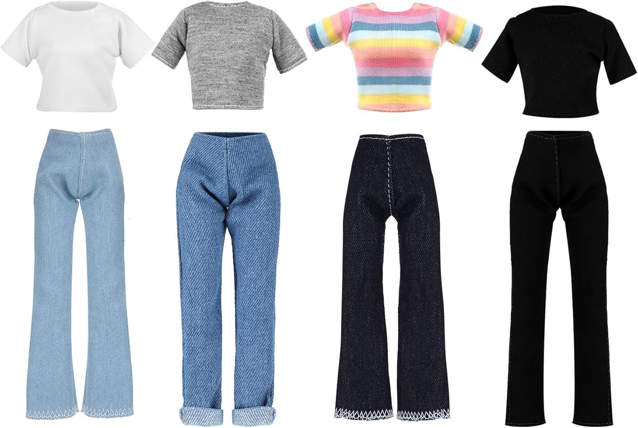 Bencailor 8 Pieces Christmas Doll Clothes for 11.5 Inch Doll Accessories Sweaters Denim Pant Summer Regular Outfit Clothing(T Shirt)