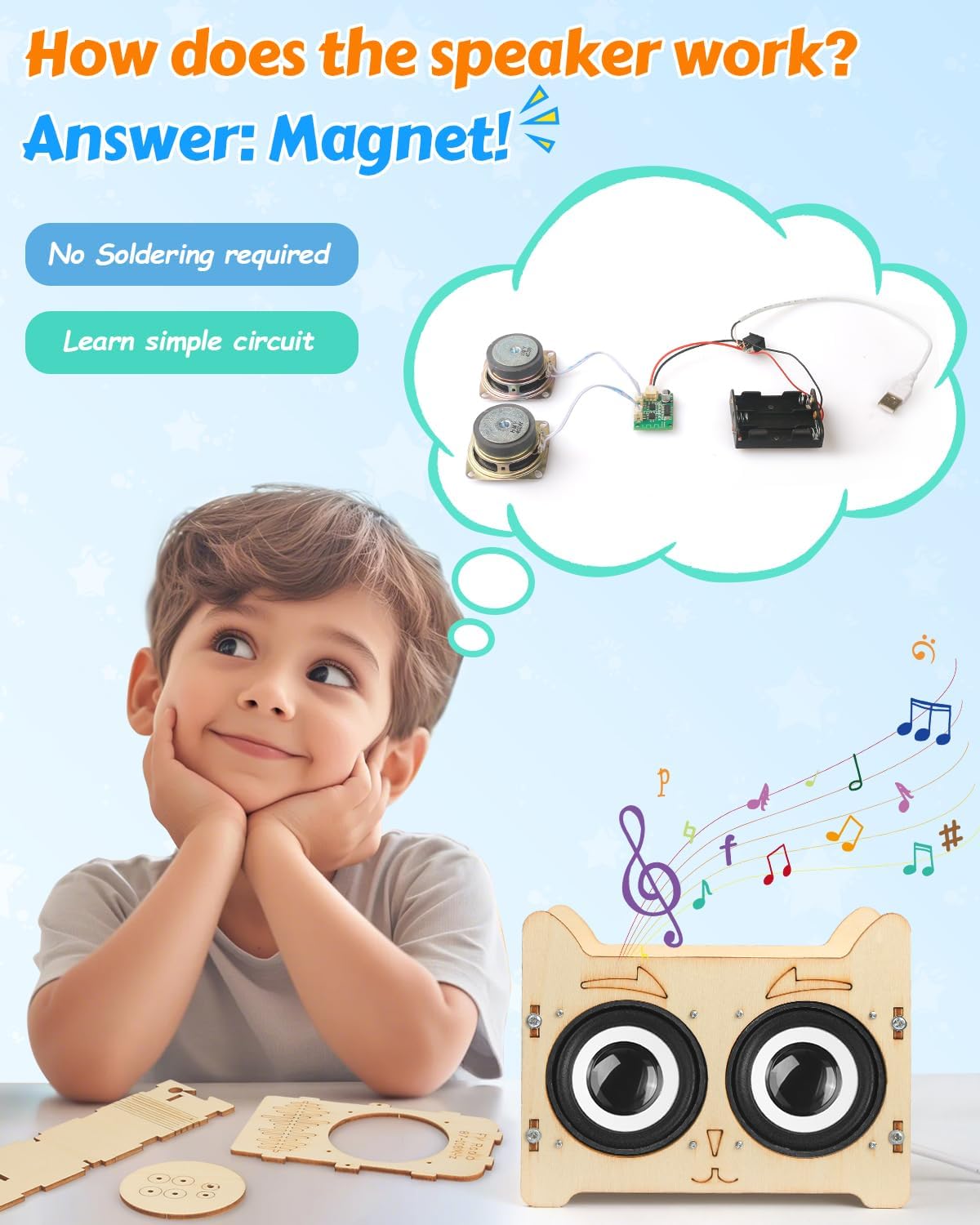 Poraxy Science Kits for Kids Age 8-12 12-14, STEM Toys for 8-13, Build Your Own Bluetooth Speaker & FM Radio, 3D Puzzles DIY Projects, Birthday Gifts for 9,10,11,14 15 16 Year Old Teen Boys Girls