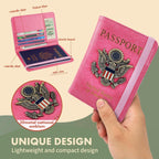 Passport Holder Cover Travel Wallet RFID Blocking Passport Wallets Family Organization Personalized Wallet Case for Men and Women Travel Must Haves (Pink)