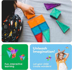 PicassoTiles 30pcs Mini Size Magnetic Tiles Sensory Magnet Toys Diamond Series Construction Building Blocks Set STEM Learning Travel Size Educational Toy for Kids Boys Girls Toddlers Age 3+ PTM30