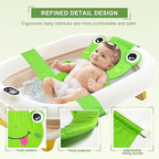 Baby Bath Seat Support Net, Quick Drying, Adjustable, Comfortable, Non-Slip, Infant Bathtub Sling Shower Mesh for a Tub, Soft Newborn Bath Mat (Green Frog)
