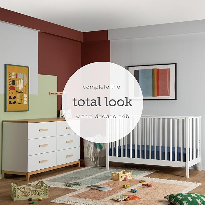 dadada LaLa 6 Drawer Dresser for Nursery - Modern Design, Deep Drawers, Baby-Safe Finish, Anti-Tip Safety, Durable Construction, Extra Wide 55” Dresser. (Big 6-Drawer)