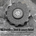 FREELOVE Metal Fidget Spinner, Viking Pirate Haptic Gyro, Heavy Stainless Steel Hand Spinning, Small Round Gear Fidget Block, Premium Bearing Silent Long Spinning for Adults Anxiety Cool, Black