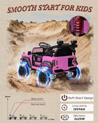 12V Electric Ride on Toys for Toddler, Ford Bronco Raptor Kids Ride on Car with Remote Control, 12 Volt Battery Powered Cars for Children with Smooth Start, Bluetooth (12V, Pink)