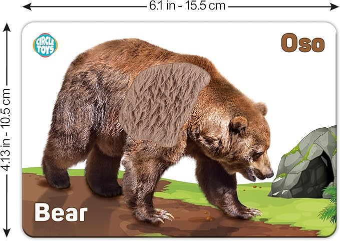 My Touch and Feel English Spanish Bilingual Picture Double Sided Sensory Flash Cards for Infant, Toddlers, Kids, Learn Animals, Fruits, Objects and Vehicles, Fun Learning and Educational Flashcards