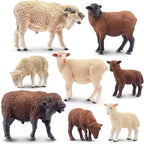 Toymany 8PCS Merino Sheep Figurines Realistic Farm Animal Sheep Toys- Plastic Sheep Figures Birthday Christmas Toy Gift for Kids Toddlers