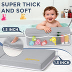 Bath Kneeler and Elbow Rest Pad Set - Comfortable 1.5” Thick Baby Bath Kneeler Pads with Toys Organizer, Non-Slip Knee Arm Support Bathtub Mat, Quick-Drying Kneeling Pad for Baby Bath Time