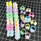 54PCS Girls Hair Ties Bows and Flowers Ponytail Elastic Bands,No Damage Elastic Ponytail Holders Hair,Hair Bows No Slip Durable Fabric ponytail fixator Multicolor