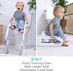 3-in-1 Potty Training Seat with Step Stool Ladder & Detachable Seat for Toddlers, Kids, Boys and Girls, Convertible Potty, Zero Assembly, Non-Slip, Splash Guard, Multi-Use, Portable