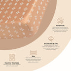 Crane Baby Crib Sheet, Copper Dash Neutral Crib Sheets & Toddler Sheets, 100% Cotton Sateen, 28" x 52", Breathable & Fitted