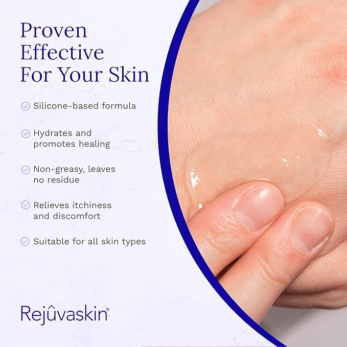 Rejuvaskin RejuvaSil Silicone Scar Gel, Scar Treatment for Surgical Scars, Burns, Keloids, Acne Scars on Face & Body, 0.33 ounce