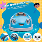 12V Dual Battery Electric Ride on Kids Bumper Car w/Remote Control,360 Degree Spin,Push Rod Rocker Horse Function,3-Speeds Babies & Toddlers Bumping Car Ride on Toy Gift for 1-4 Years Children (Blue)
