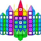 Magnetic Tiles Building Blocks - 113pcs Advanced Set - STEM Toys for 3+ Year Old Boys and Girls -Strongest Magnets - Includes 13 Piece Insert Alphabet Cards - Learning by Playing