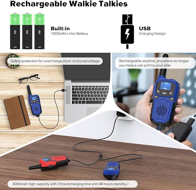 Walkie Talkies for Adults- WokTok Long Range Two Way Radio for Camping Hiking Hand Held Hiking Accessories Camping Gear Xmas Birthday Gift for Kids,SOS Siren,NOAA Weather Alert,2 Radios