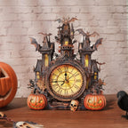 3D Puzzles for Adults Clock-Halloween Cottage Design Model Kit-Mechanical DIY Pendulum Clock with Roman Numerals-Desk Home Office Decor Personalized Gift for DIY Lovers