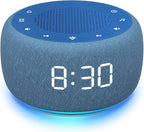Buffbee Sound Machine & Alarm Clock 2-in-1, 0-100% Clock Face Brightness, Bottom Colored Light, Sleep Timer, Precise 30-Level Volume Control White Noise Machine - Twilight