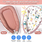 Baby Lounger - Baby Lounger for Newborn 0-24 Months, Breathable, Soft Cotton Baby Nest, Portable Infant Lounger for Home & Travel, Newborn Essentials Gift (Pink Deer)