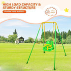 4-in-1 Swing Set & Baby Jumper and Bouncer for Toddler, Heavy Duty Baby Swing Set with Foldable Metal Stand for Indoor & Outdoor Play (Green)