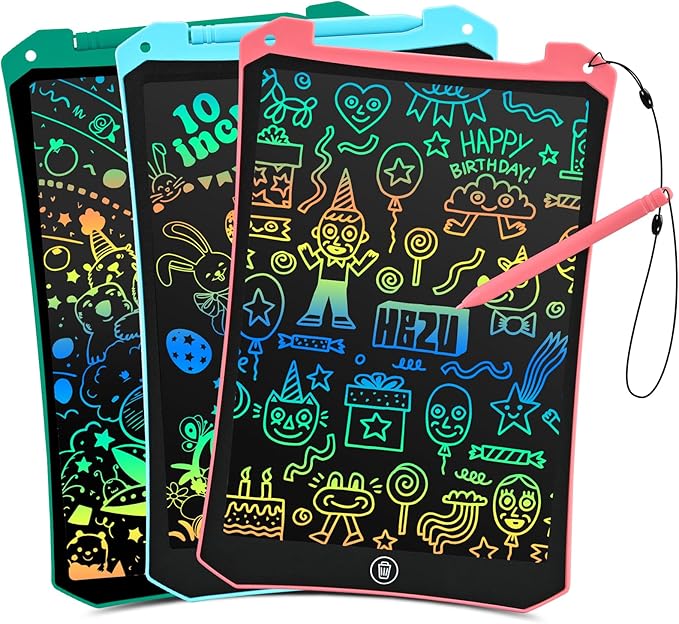 EooCoo Toddler Drawing Toys, 3 Pack 10" LCD Writing Tablet Learning Toys for Kids, Mess Free Coloring Used for Travel Games, Toddler Boo Basket Stuffers, Girls Boys Gifts for 3 4 5 6 7 Years Old