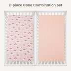 david's kids Muslin Crib Sheets for Boys Girls, 2 Pack 100% Cotton Soft Breathable Fitted Baby Sheet Set, 28x52 Inch Fits Standard Crib and Toddler Mattresses, Rainbow