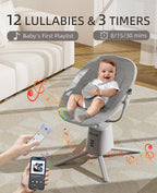 Zoicay Lightweight Baby Swing for Infant with 3 Modes & 5 Speeds, BT Enabled App & Remote Control Electric Swing – 6 Lullabies and 3 Timer Settings, 2 Seat Positions and 5-Point Harness Compact Swing