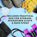 Promora Binoculars for Kids, Set with Magnifying Glass & Compass Purple - Perfect Toy for Little Boys and Girls, Kids Binoculars for 3-12 Years Boys and Girls Present for Toddler