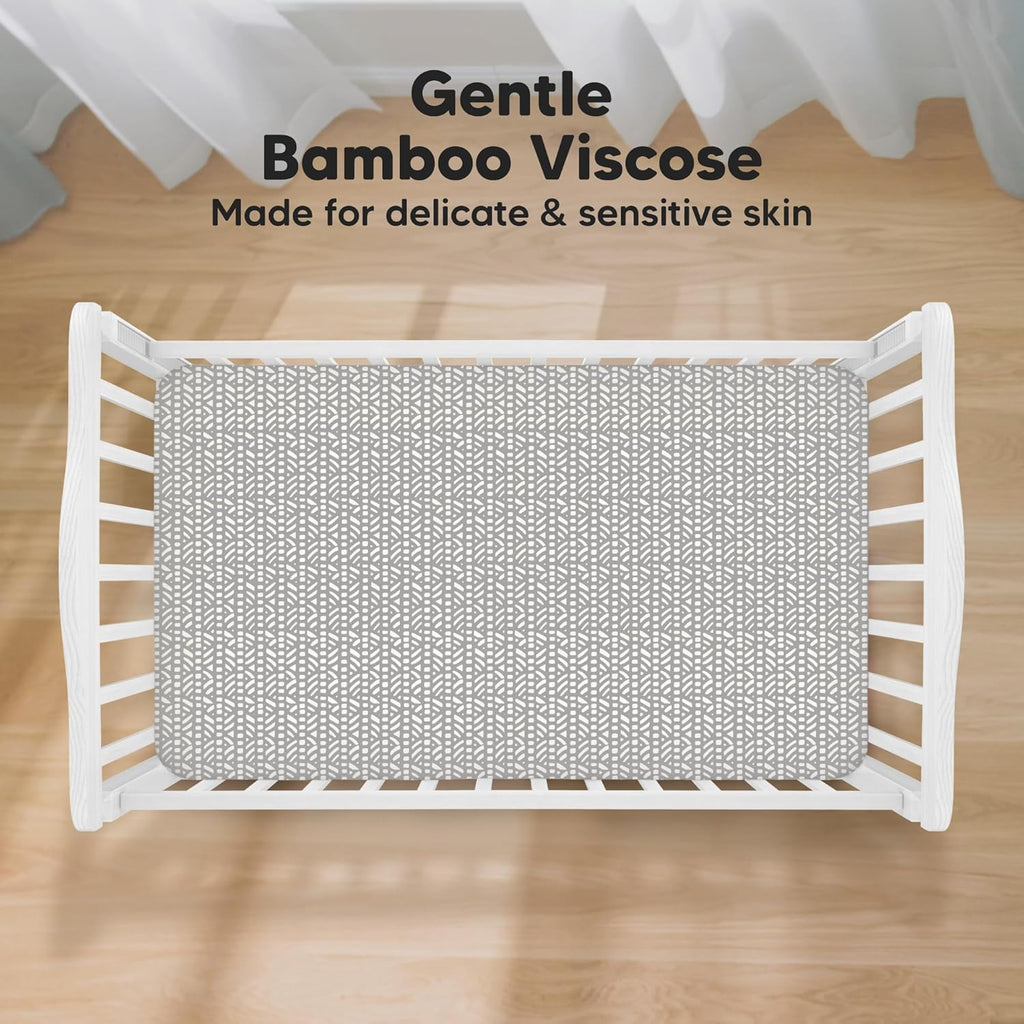 KeaBabies 2-Pack Baby Crib Sheets for Boys, Girls - 52x28 Viscose Derived from Bamboo Toddler Bed Sheets Neutral, Fitted Crib Mattress Cover for Standard Baby Bedding, Soft & Cozy (Nordic)
