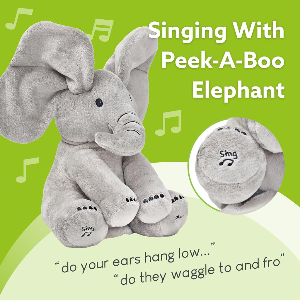 Tippi Peek a Boo Elephant Toy - Interactive Singing Elephant Teddy with Flapping Ears - for Newborn Baby Boys or Girls - Peekaboo Soft Toy for Babies 0-12 Months +