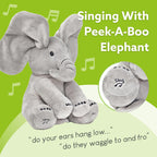 Tippi Peek a Boo Elephant Toy - Interactive Singing Elephant Teddy with Flapping Ears - for Newborn Baby Boys or Girls - Peekaboo Soft Toy for Babies 0-12 Months +