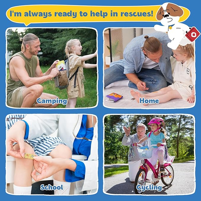 StBernard First Aid Kit for Kids, Small Pocket Size Medical Kit with Cute Bnadages, Tools for Daily Emergencies, Organized Pouch for Toddler & Children, Home, Camping, Travel, Playground(Purple)