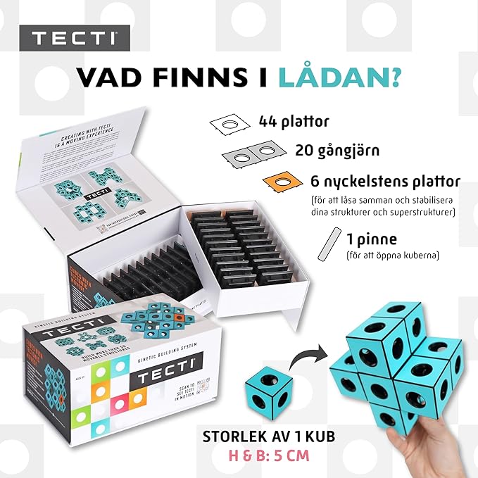 TECTI Kinetic Building System - Cubes with Seismic Moves - Consists of 3-Dimensional Interconnected Cubes - Build Over 50 Dynamic Structures - by Fun in Motion Toys