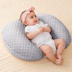 Nursing Pillow and Positioner, Breastfeeding, Bottle Feeding, Baby Sitting Support with Removable Ultra Soft Cover, Tummy Time Support for Baby Boys and Girls (Gray)