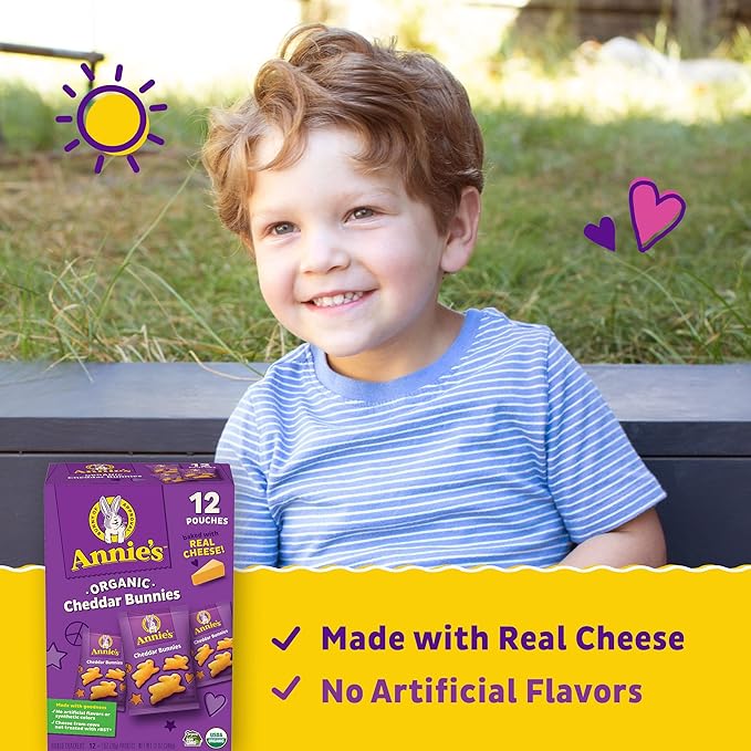 Annie's Organic Cheddar Bunnies Baked Snack Crackers, 12 oz., 12 Pouches