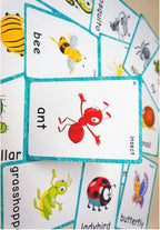 SANTSUN 14 Insects and Bugs Flashcards for Kindergarten Classroom Decoration Background Wall Stickers Teach Flash Card & Daycare Decorations Learning Cards