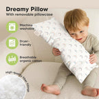 Toddler Pillow with Pillowcase - 10x18 My Little Dreamy Kids Travel Bed Pillows for Sleeping, Organic Cotton Small Pillowcase, Soft & Breathable, Machine Washable, 2-5 Years Old (Jolly Rainbow)