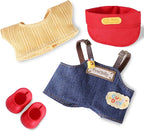 Clothes for 6.7in/17cm Doll, Set of 4 Cute Doll Accessories Includes Doll Hat+T-Shirt+Bib Pants+Shoes Set Premium Fashion Outfit for Collectors Unique Gift (Style F)