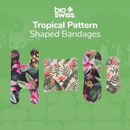 BioSwiss Bandages, Assorted Size Tropical Print Self Adhesive Bandage, Latex Free Sterile Wound Care, First Aid Kit Supplies for Kids and Adults, 60 Count