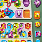 QUOKKA Wooden Puzzles for Toddlers 1-3 - 6XSET Toddler Puzzles Ages 2-4 with Rack - Learning Alphabet - Numbers - Animals Toy Puzzles for Toddlers 3-5 - Wood Games Gift for Boys and Girls