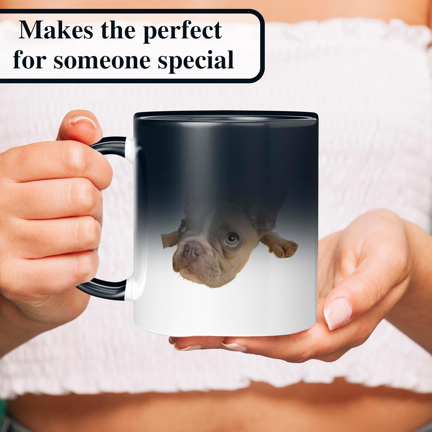 Personalized Coffee Mug, Magic Color Changing Photo Text 11 Oz Ceramic Mug, Customized Picture Name Tea Cup, Custom Fathers Day Mug, Taza Cafe Personalizadas Fotos, Gifts Women Men Mom, Black CC