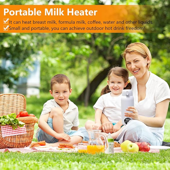 Portable Bottle Warmer & Travel Bottle Warmer - 17oz Large Capacity Fast Heating for Breastmilk/Formula, Dual Mode for Milk/Water, Perfect for Car Journeys & Outdoor Use