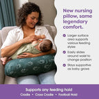 Boppy Nursing Pillow - Ergonomic Bottle & Breastfeeding Pillow with High, Firm, Large Area, Water-Repellent Cushion with Washable Cover; Baby Safety Alliance Verified - Forest Green Dinos