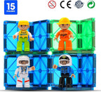 Playmags Large Magnetic Figures Community Set of 15 Pieces – 3” Play People Perfect for Magnetic Toys Building Blocks - STEM Learning Toys for Kids – Magnet Tiles Expansion Accessories Pack