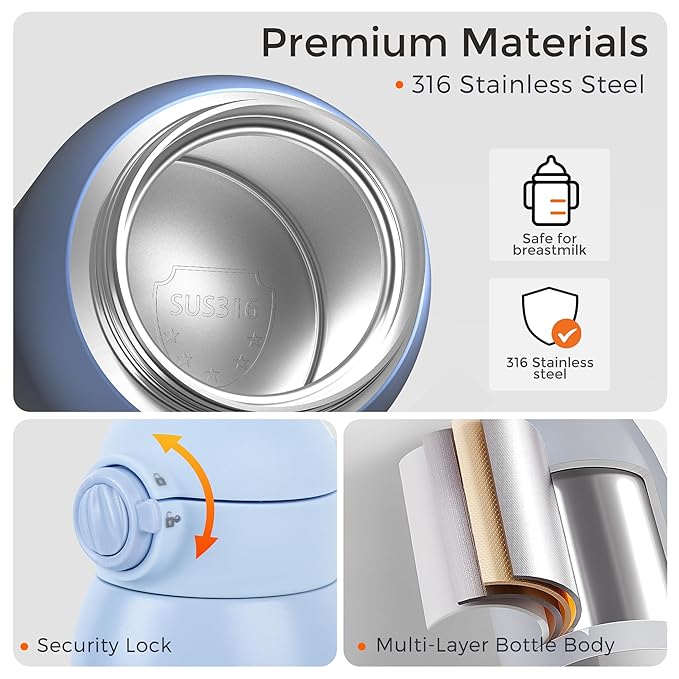 Portable Bottle Warmer for Travel, Dual Heating Modes for Breastmilk & Water, Portable Bottle Milk Warmer with Fast Heating & Long Battery Life, 12 Ounces Large Capacity (Blue)