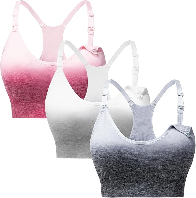 Suekaphin 3 Pack Sports Nursing Bra for Breastfeeding Supportive Bralette Pregnancy Maternity Wirefree Support for Women
